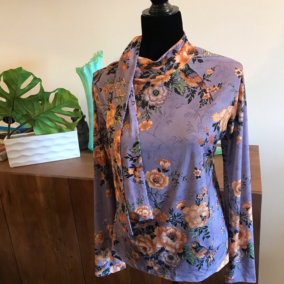 Zara Purple Flower Print Top - Picture 2 of 12
